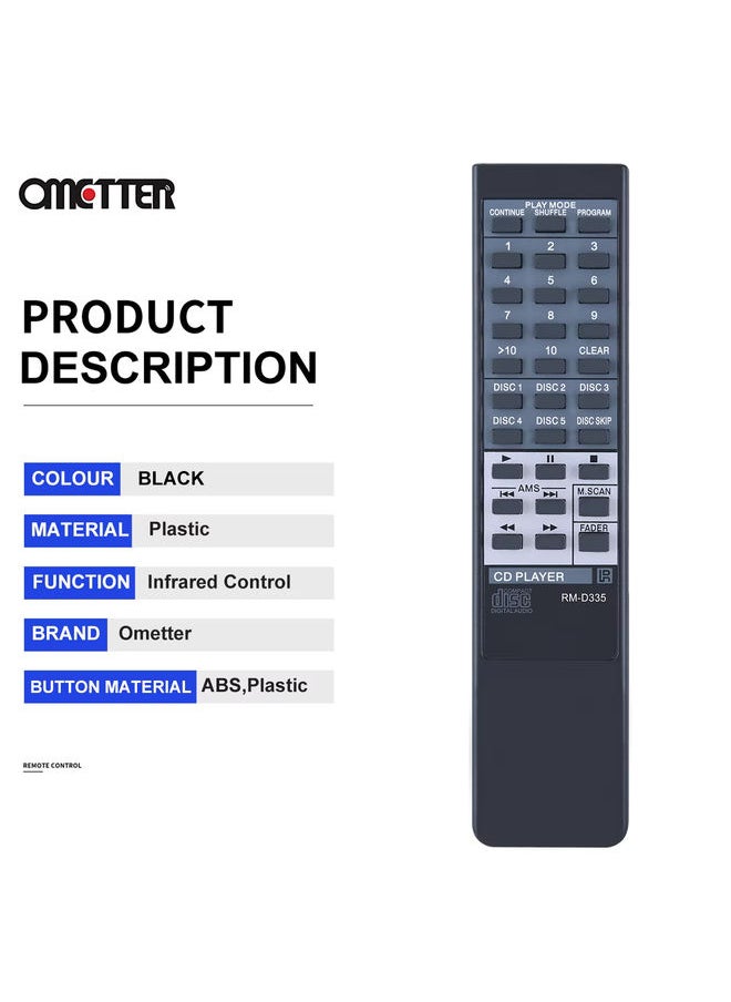 OMETTER - RM-D335 Fit for Sony CD Player Compact Disc Remote Control CDP-C345M CDP-C345 CDP-C245 CDP-C741 CDP-C365 CDP-C265 CDP-C425 - Image 1