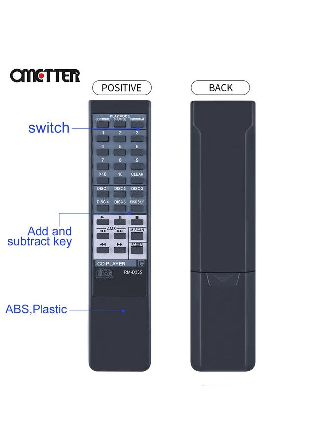 OMETTER - RM-D335 Fit for Sony CD Player Compact Disc Remote Control CDP-C345M CDP-C345 CDP-C245 CDP-C741 CDP-C365 CDP-C265 CDP-C425 - Image 1