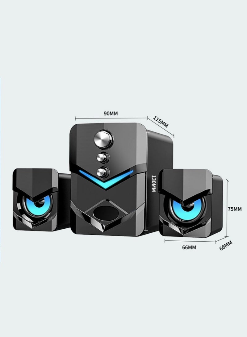 Leon Home Wired Computer Speakers with Illuminated Monochrome Ambient Light, Multifunctional 3D Stereo Sound, Shocking Subwoofer, Dual-Frequency Tweeter, Plug and Play for Laptops TVs Desktop Computers, Home and Office Use - Image 2