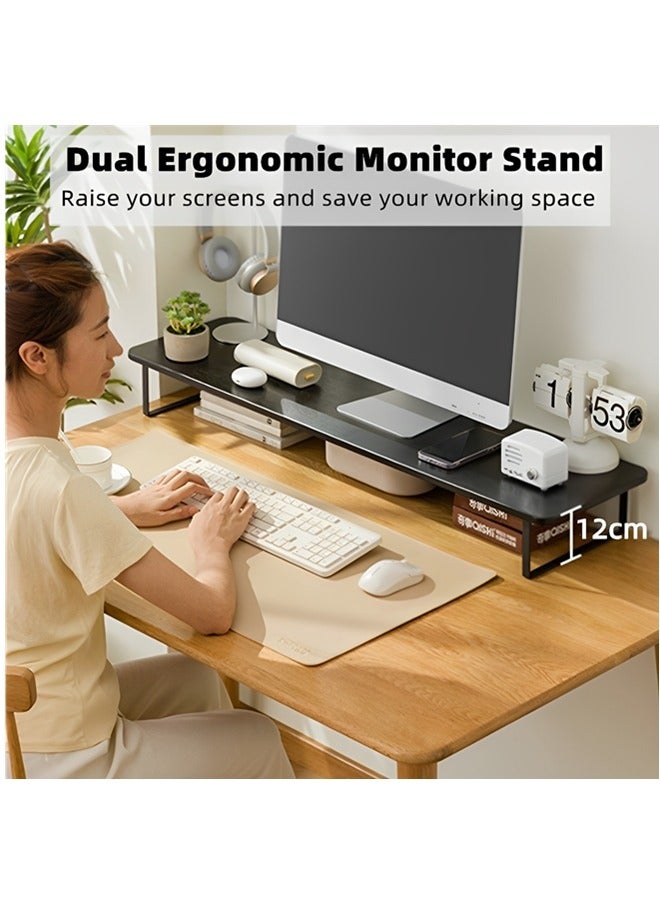 Beauenty Monitor Stand Riser,Laptop Stand,Wood Monitor Stand Riser with Ergonomic Height Adjustment,Desktop Organizer,Office Desk Accessories for Laptops,Monitors,Printers(80x26x12cm) - Image 2