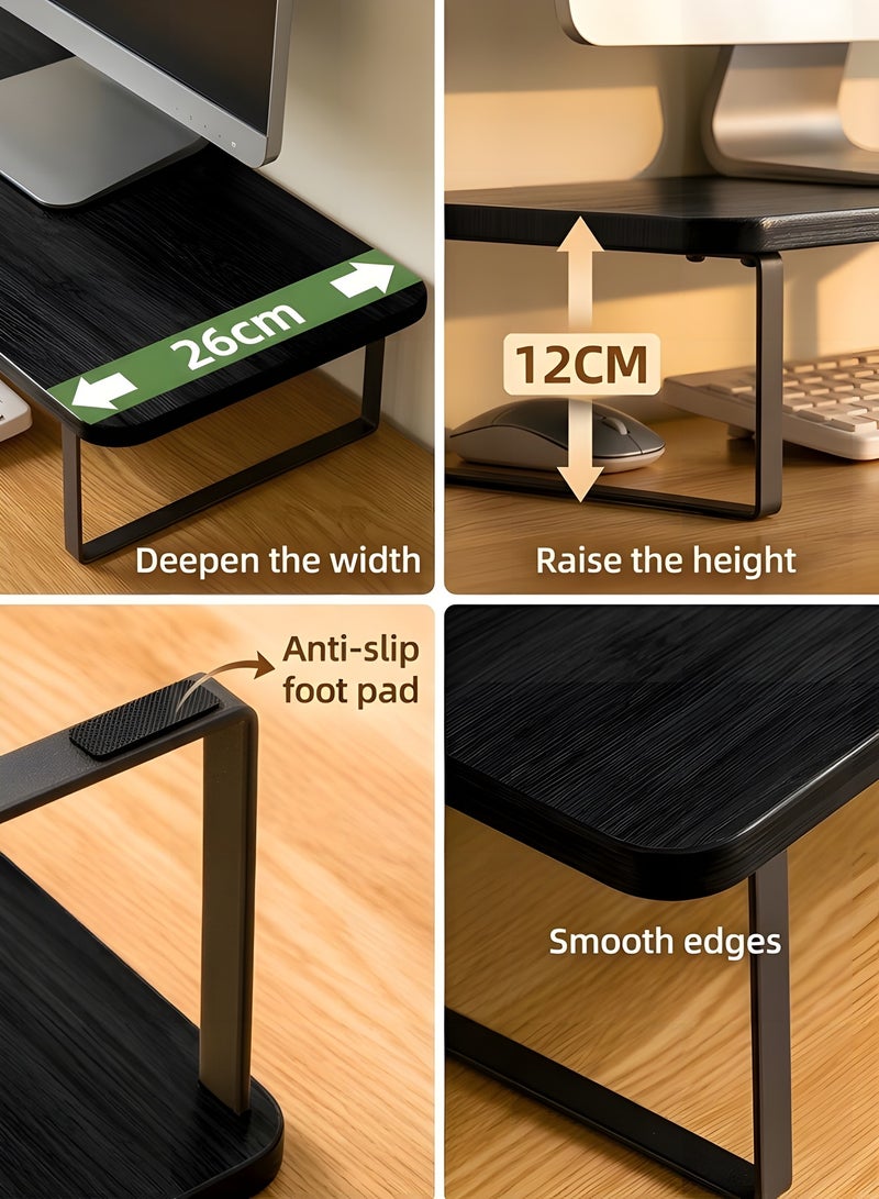 Beauenty Monitor Stand Riser,Laptop Stand,Wood Monitor Stand Riser with Ergonomic Height Adjustment,Desktop Organizer,Office Desk Accessories for Laptops,Monitors,Printers(80x26x12cm) - Image 3