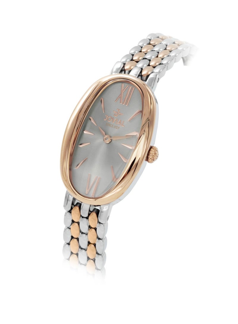 جوفيال ساعة جوفيال 9183LAMQ02E نسائية، سوار معدني، مينا رمادية، مقاومة للماء، أنالوج، 22 مم - Image 2