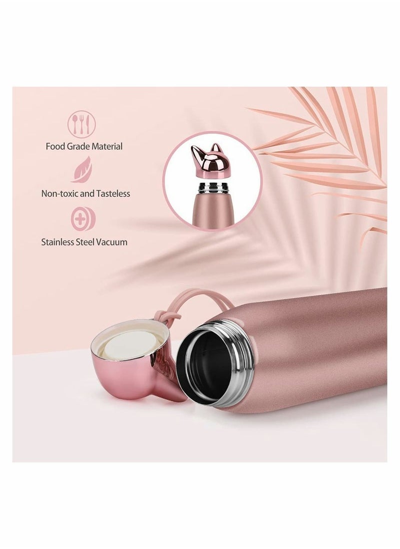Generic - Cute Cat Water Bottle, Stainless Steel Insulated Water Bottles Thermos Vacuum Travel Coffee Mug for Kids Girls Women Leak-proof Cat Insulated Water Bottle, 320 ml/10.8 oz (Pink) - Image 1