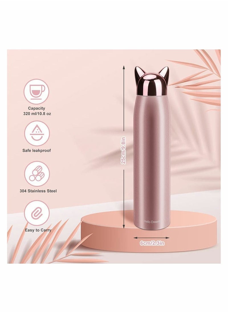 Generic - Cute Cat Water Bottle, Stainless Steel Insulated Water Bottles Thermos Vacuum Travel Coffee Mug for Kids Girls Women Leak-proof Cat Insulated Water Bottle, 320 ml/10.8 oz (Pink) - Image 1