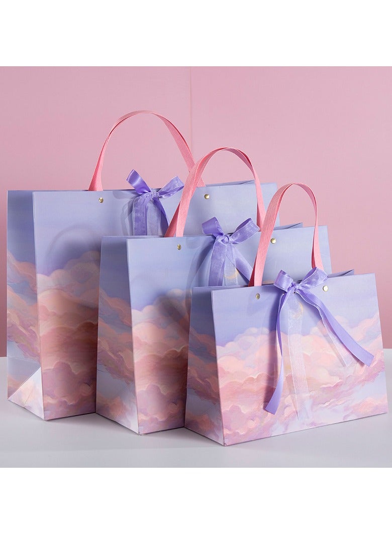 28x10x20cm Gift Bags, Set of 5 Moon Cloud Pattern Gift Bags, Portable Paper Gift Bags for Birthdays, Mother's Day, Wedding Parties, etc. - Image 1
