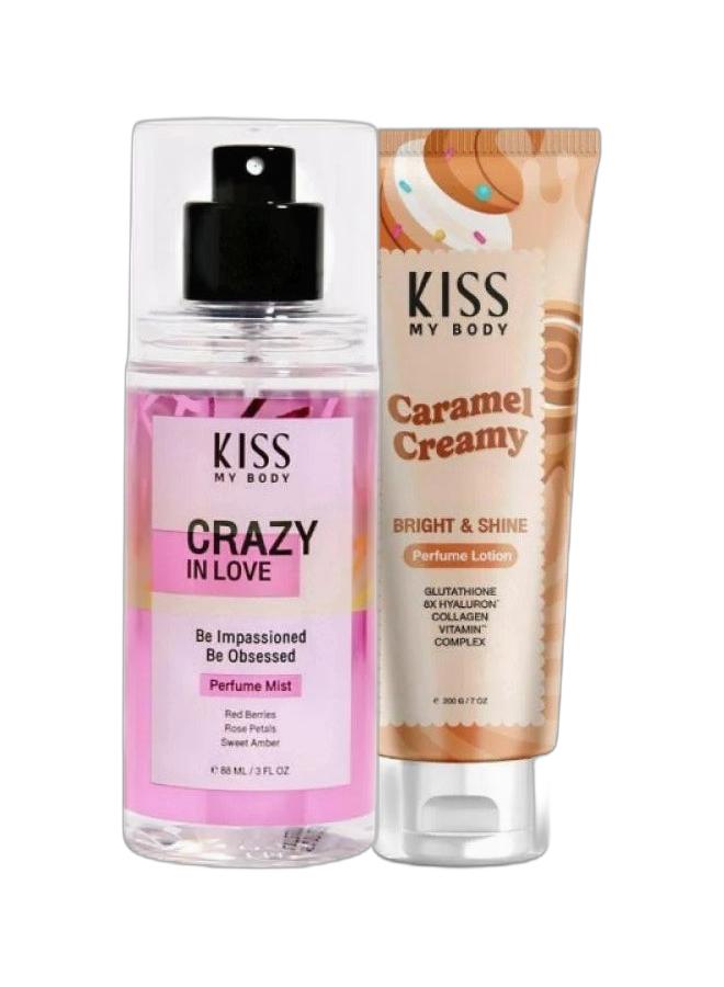 KISS MY BODY Bright And Shine Perfume Lotion Caramel Creamy 200g + Crazy in Love Body Mist  88Ml - Image 1