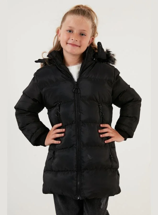 Lela Lela Plush Lined Faux Fur Collar Detachable Hooded Winter Coat for Girls 5766038