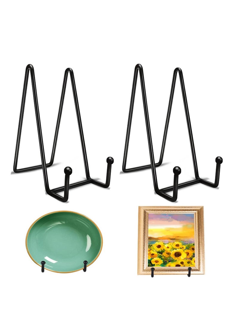 Captaintech 2 Pack Plate Stands for Display 6 Inch Plate Holder Display Stand Metal Frame Holder Stand for Picture, Decorative Plate, Book, Photo Easel - Image 1