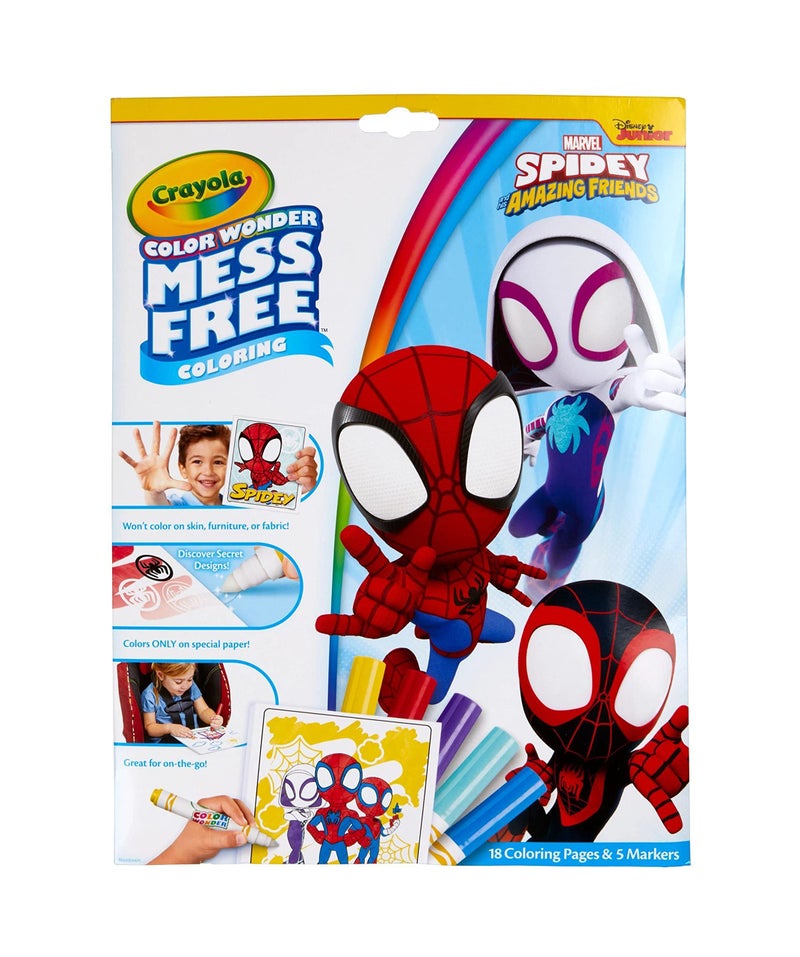 Crayola Spiderman Color Wonder Coloring Set, 18 Spiderman Mess Free Coloring Pages for Toddlers, Spiderman Toys, Gifts for Kids - Image 1