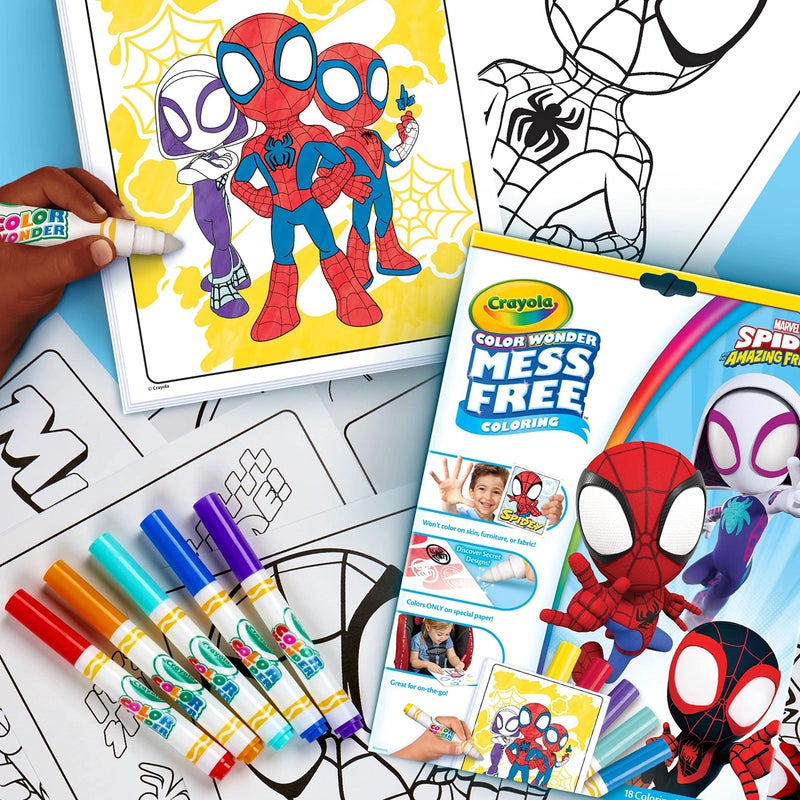 Crayola Spiderman Color Wonder Coloring Set, 18 Spiderman Mess Free Coloring Pages for Toddlers, Spiderman Toys, Gifts for Kids - Image 3