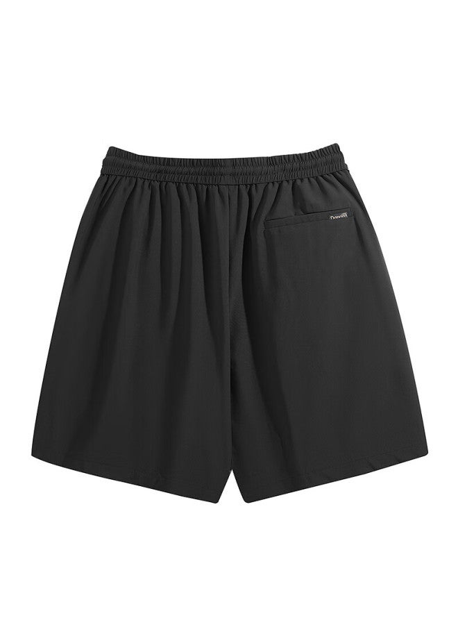 DANCING WOLVES Dancing With Wolvessummer Cool And Breathable Straight Casual Shorts For Men 001 Black XL - Image 3
