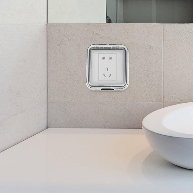 غطاء مخرج كهربائي مقاوم للماء من SHOWERORO ��طعتان، صندوق حماية مقبس ذاتي اللصق لمقابس الحائط من النوع 86، غطاء مأخذ مقاوم للرش الأخضر للاستخدام في الحمام والمنزل - Image 4
