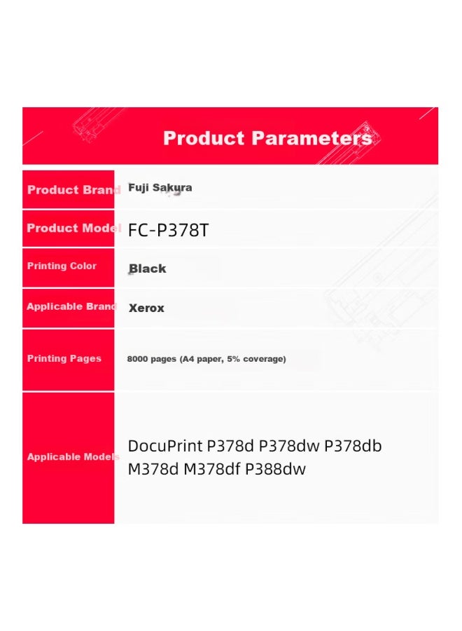 Fusica Compatible With Fuji Xerox Original P378dw Toner Cartridge, Fc-p378t Toner Cartridge, P378d Drum Unit, P378db M378df P388dw Drum Unit, Ct203111 Ct203110 Black - Image 1