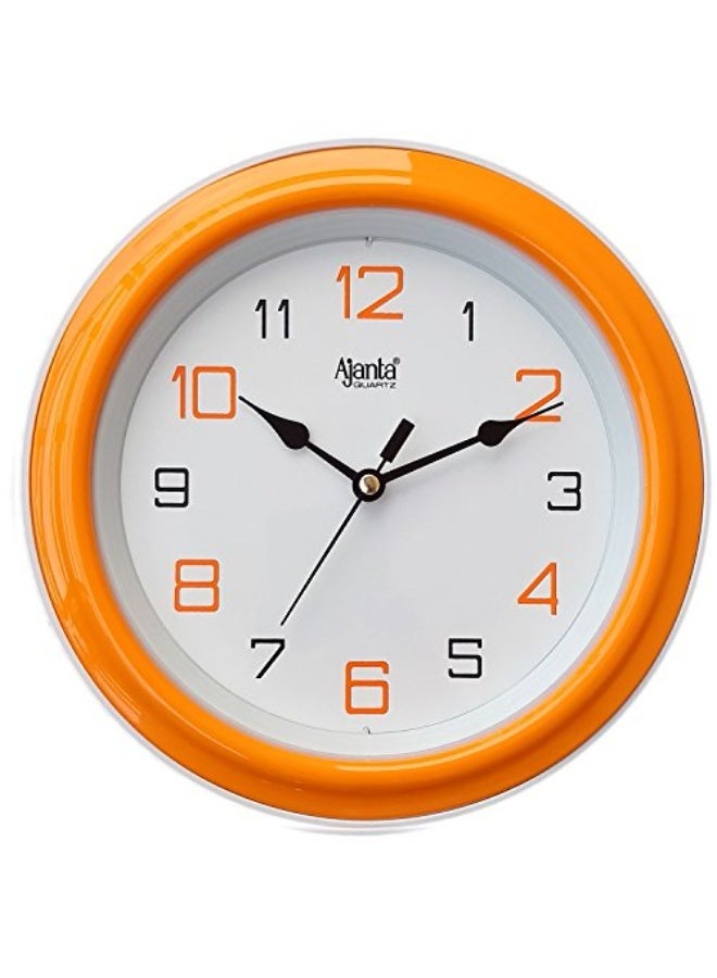 Ajanta 2147 Abstract Plastic Round Motion Analog Wall Clock – Orange | 20.5 cm x 20.5 cm x 3.5 cm | Battery Operated | Silent Quartz Movement | Ideal for Home & Office - Image 1
