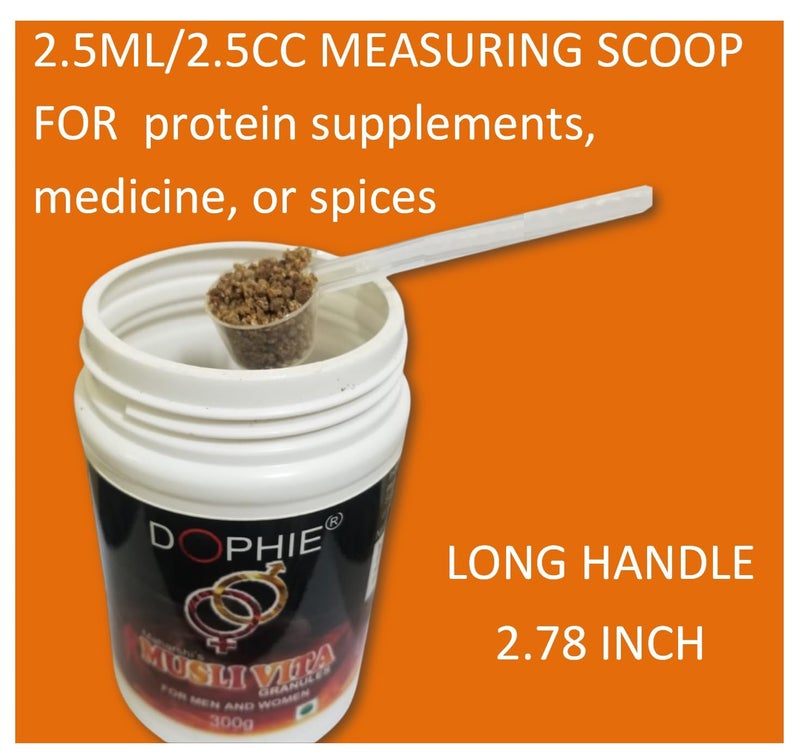 Oleaf 2.5cc Measuring Scoop | Long Handle Plastic Spoon 2.5ml|Clear Food Grade Plastic Scoop for Accurate Dosing of Powders, Liquids, Spices, Kitchen, Lab(25 nos) - Image 4