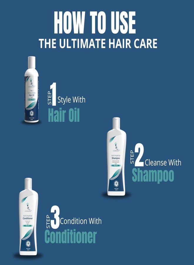 LA'BANGERRY Anti Hair Fall Spa Range Hair Care Set : Anti Hairfall Shampoo & Conditioner, 9 In 1 Herbal Hair Oil (250ml + 250ml + 100ml) - Image 4