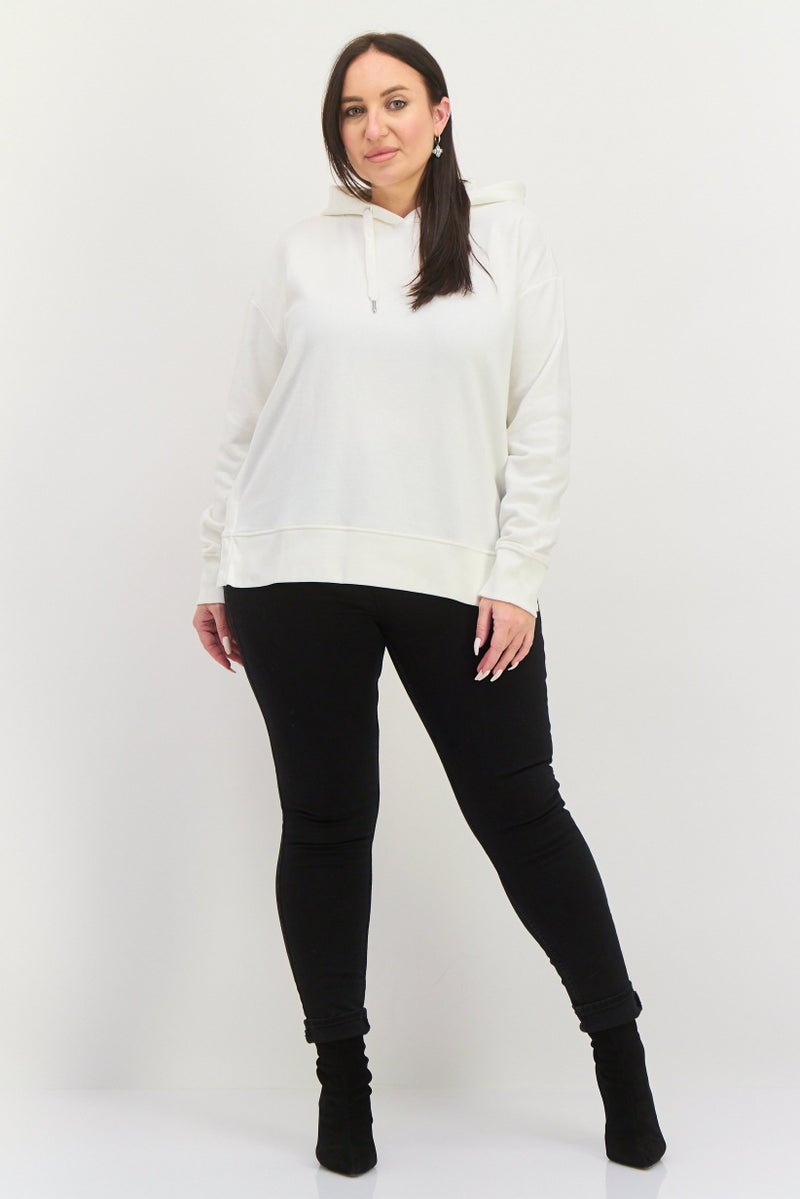 ESPRIT Women Hooded Long Sleeve Plain Hoodies, White - Image 3