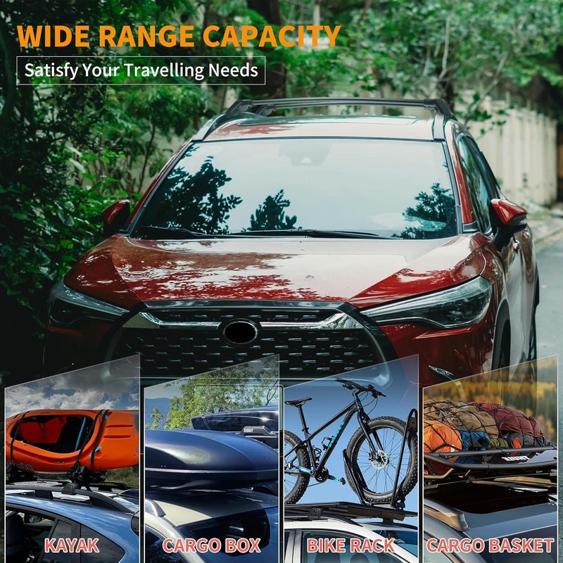 Autekcomma Heavy Duty Roof Rack Crossbar Compatible for Corolla Cross 2023-2026 (Not for L/Hybrid S) Black Matted Max 260lb Loading Weight Anti-Corrosion Aluminum Anti -Theft Locking Mechanism - Image 5