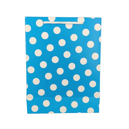 Arrow Paper Products Blue Dotted Design Paper Gift Bags for Return Gifts | Weddings | Birthday | Holiday Gifting & Presents (Size 17.78 x 7.62 x 22.86 cm | Pack of 40) - Image 3