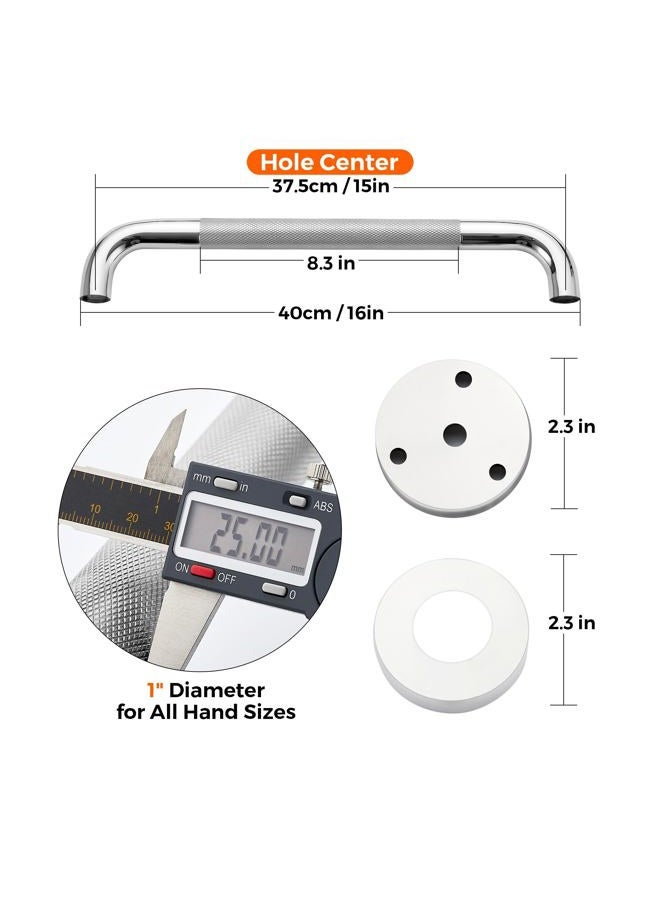 Ravinte Hardware Grab Bars for Shower, 2 Pack 16-Inch Anti Slip Shower Handles for Elderly, Safety Shower Grab Bar, Stainless Steel Handicap Grab Bars for Bathroom (Polished Nickel 1" Diameter) - Image 4