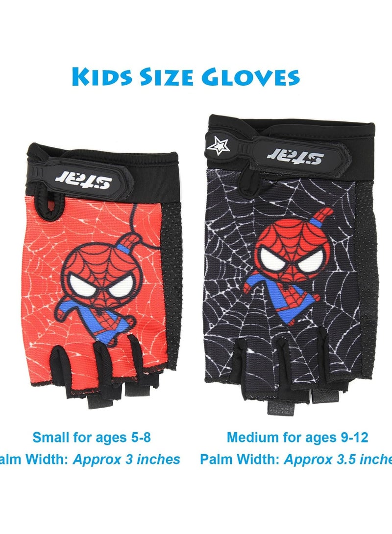 Generic Kids Fingerless Bike Gloves, Spider Superhero Sport Gloves for Children, Non-Slip Shock Absorbing Gloves for 6-9 Years Old Children Cycling Riding Outdoor Sports  - Image 5