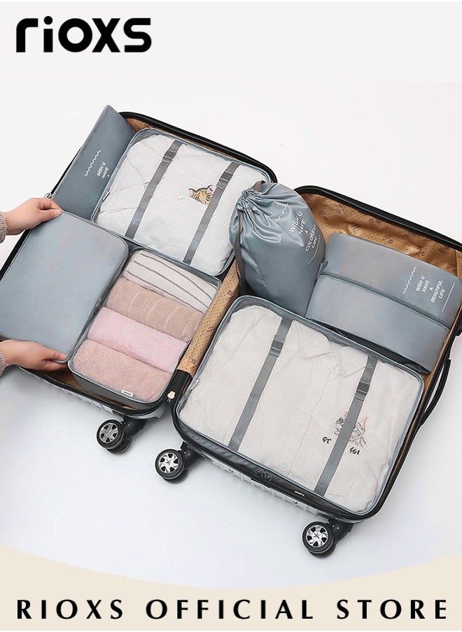 RIOXS - 10Pcs Packing Cubes for Storage Luggage Packing Cube Organizer Travel Packing Cubes Set Clothes Shoes Storage Travel Organizer Bags for Luggage - Image 1