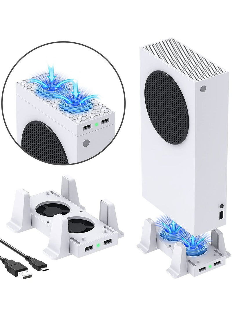 Cooling Fan Mount for Xbox Series S Consoles, Dual High-Speed Cooling Fans and Dock Attachment, Two Mounting Options For Fans, Three Adjustable Speeds, and Two Additional USB Ports - Image 1
