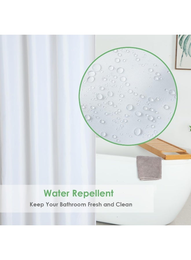 WellColor Extra Wide Shower Curtain Liner 84 x 72 Inch, Fabric Shower Curtain Liner for Bathroom Curtain, Hotel Quality, Water Repellent, White - Image 3