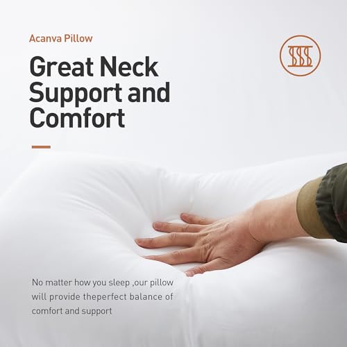 Acanva Bed Pillows 2 Pack Hotel Collection Luxury Soft Inserts for Sleeping-Breathable and Comfortable for Stomach Back Sleepers, Standard (Pack of 2), - Image 4
