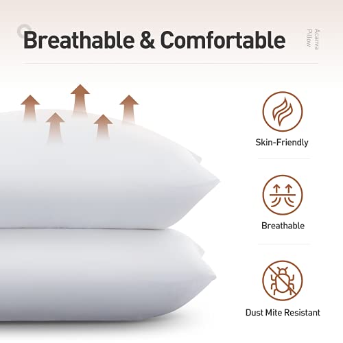 Acanva Bed Pillows 2 Pack Hotel Collection Luxury Soft Inserts for Sleeping-Breathable and Comfortable for Stomach Back Sleepers, Standard (Pack of 2), - Image 3