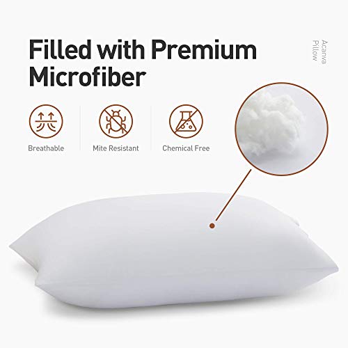 Acanva Bed Pillows 2 Pack Hotel Collection Luxury Soft Inserts for Sleeping-Breathable and Comfortable for Stomach Back Sleepers, Standard (Pack of 2), - Image 2