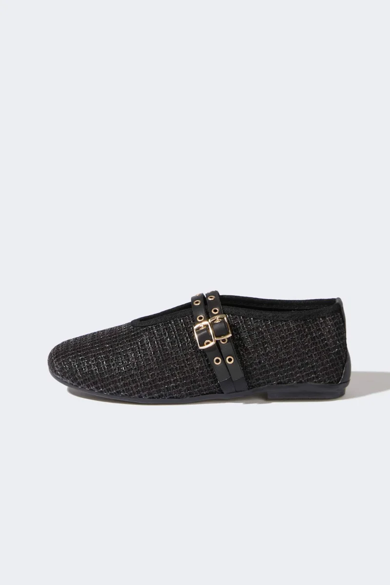 ديفاكتو Girl Straw Detailed Ballerina Flat Shoes
