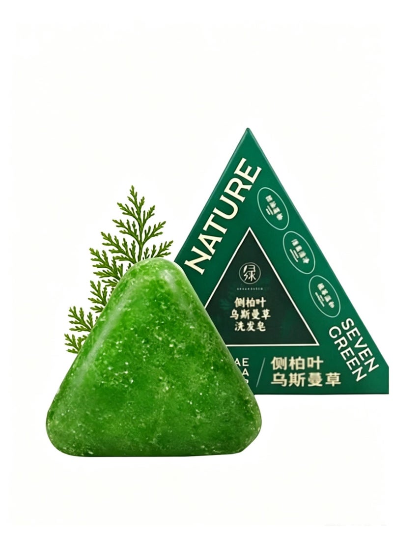 SLOLLEAR Natural Herbal Anti-Hair Loss Shampoo Soap, Green Triangle, Scalp Care and Hair Root Strengthening - Image 1