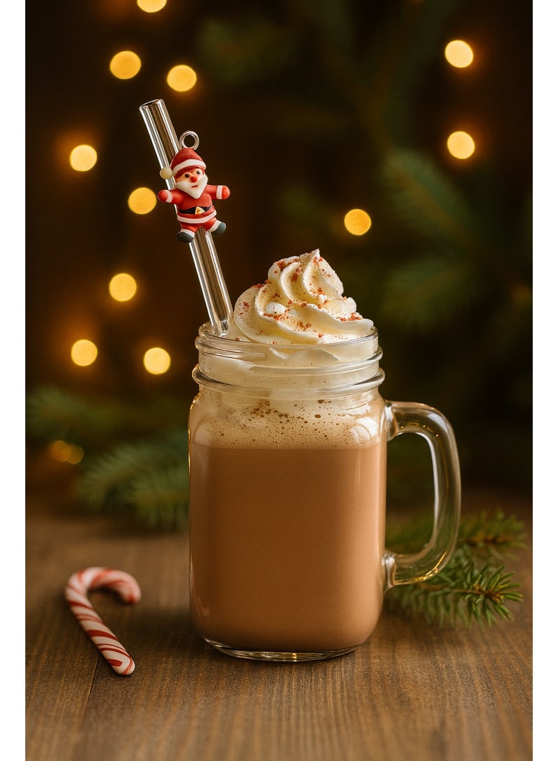 Home Care Christmas Reusable Clear Straws Set with Cute Festive Charms â 5PCS Drinking Straws with Cleaning Brush for Holiday Parties & Kids - Image 3