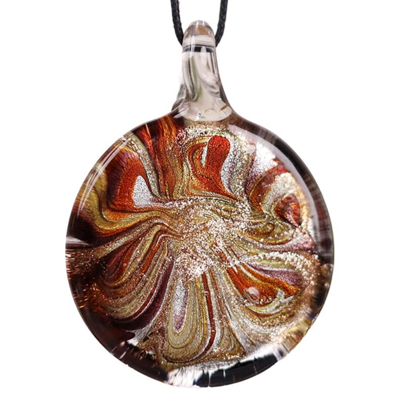 Indian-Shelf Glass pendant for Jewellery Making Lampwork Glass Pendant Pendant for Necklace Glass pendant Round Glass pendant Golden Lampwork Glass Pendant 2 Pack 