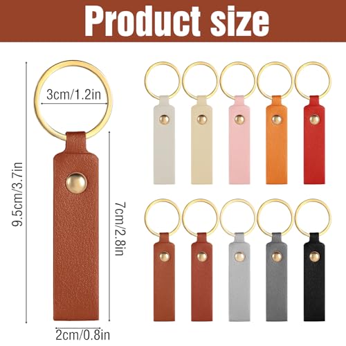 LIQWEI 100 Pcs PU Leather Keychain Rectangular PU Leather Key Fob Kit Laser Engraving Key Chain with Keychain Rings for DIY Keychains Craft Birthday Gift Men Women - Image 3