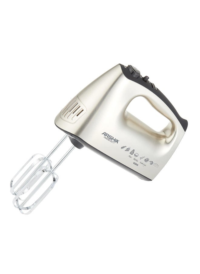 Arshia Electric Hand Mixer – Chrome – 5 Speeds with Dough Hooks - Image 1