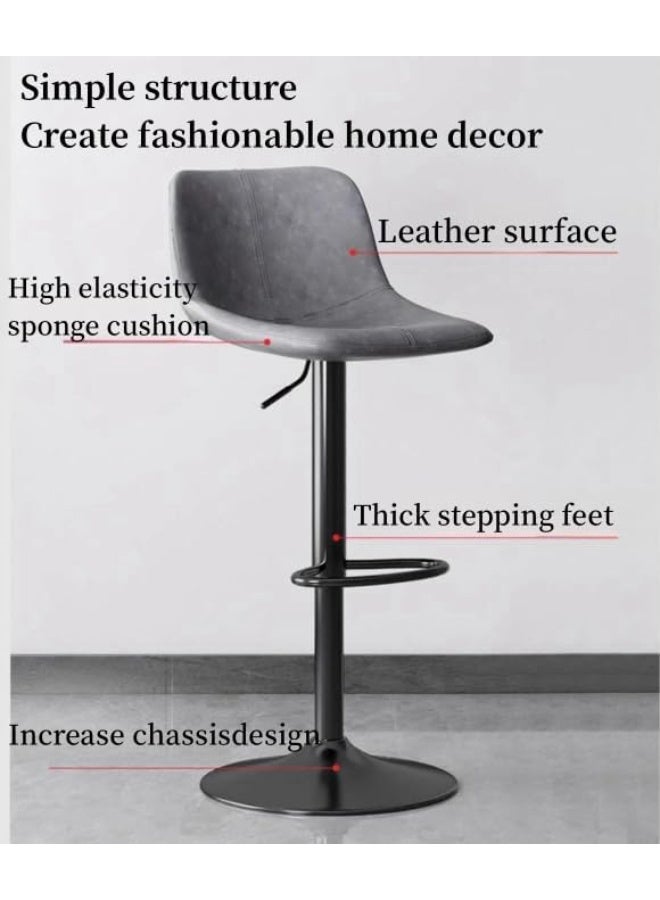 2 Bar Stools,High Back Bar Chair,Comfortable Adjustable High Bar Chair with 360° Swivel Dining Chairs 2PCS Bar Stool Modern Counter Chairs for Cafe Home Kitchen Counter Dining High Footrest Stool - Image 4