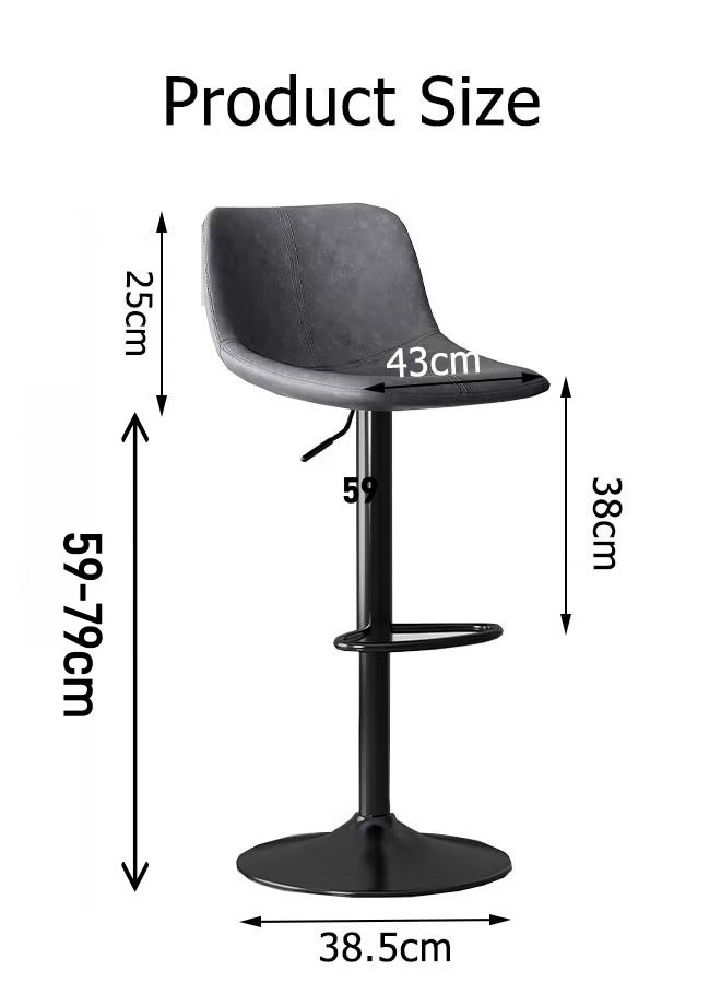2 Bar Stools,High Back Bar Chair,Comfortable Adjustable High Bar Chair with 360° Swivel Dining Chairs 2PCS Bar Stool Modern Counter Chairs for Cafe Home Kitchen Counter Dining High Footrest Stool - Image 2