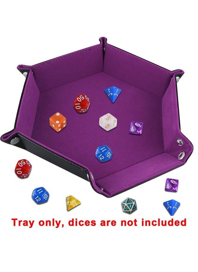 SIQUK Double Sided Dice Tray Folding Hexagon Pu Leather And Velvet Dice Holder For Dungeons And Dragons Rpg Dice Gaming D&D And Other Table Games Dark Violet  - Image 5