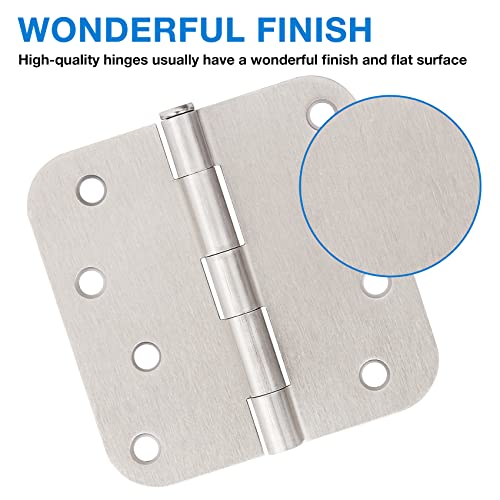 TDCHINGES 3 Pack 4 Inch Door Hinges Brushed Nickel Interior/Exterior Door Hinges Satin Nickel 4"x4" 5/8 Radius Rounded Front 4In Door Hinges Silver Heavy Duty Iron Shed House Hinges Door Hardware Brushed Nickel - Image 4