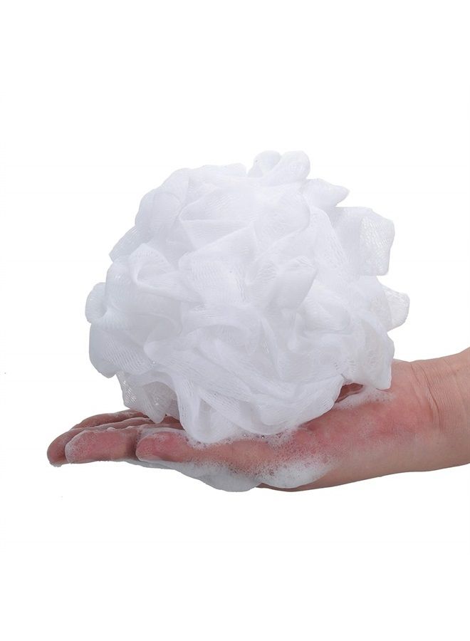 iboodi 60g/pcs White Mesh Bath Sponge Pouf Shower Loofahs Shower Puff Pack of 4 (White) - Image 4