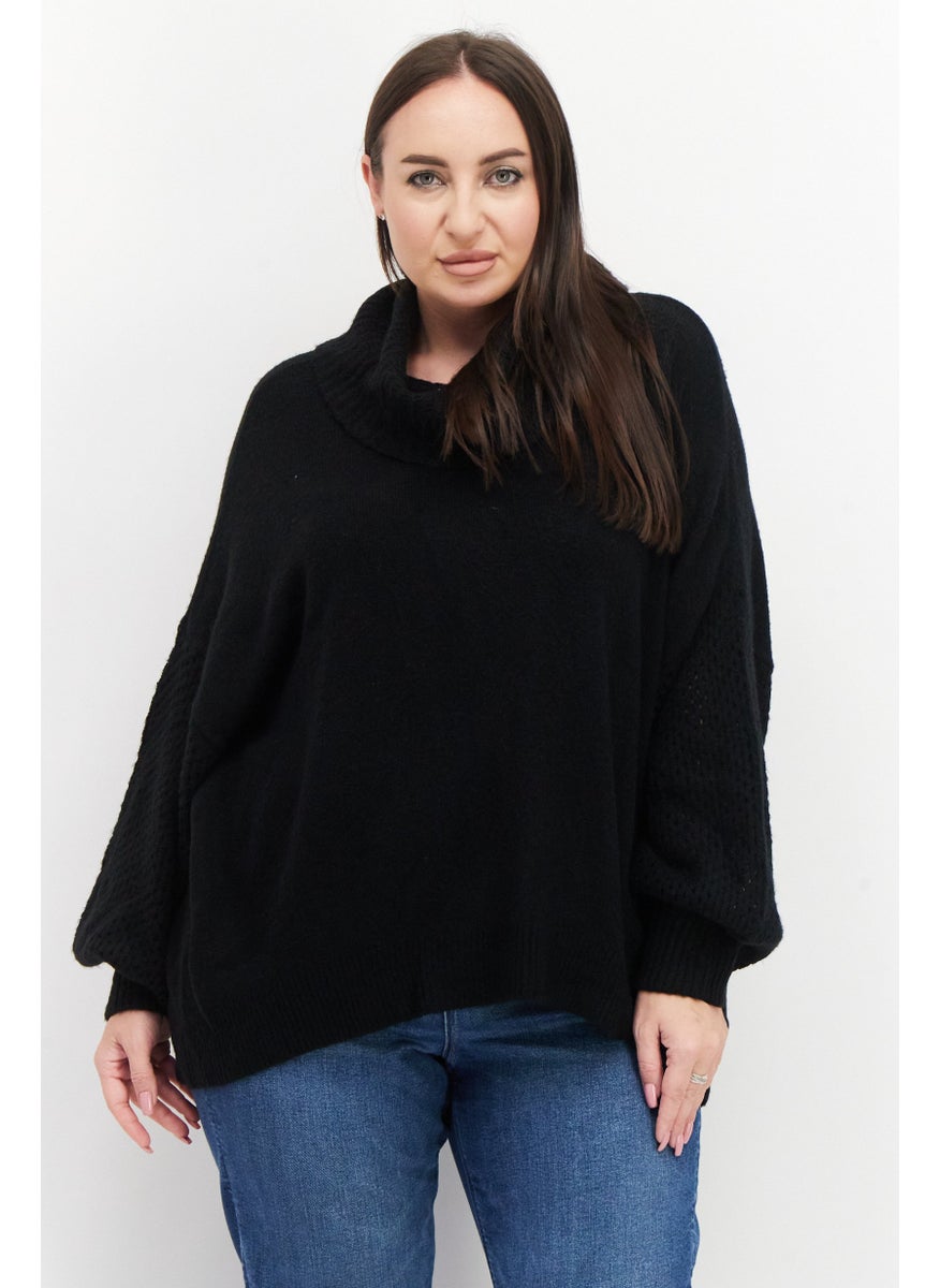 Women Plus Size High Neck Knitted Sweater, Black - pzsku/Z0536F8437CAD23BEF7ABZ/45/_/1726109249/70e643b7-f1e0-48fb-acee-08c122ac7fc9