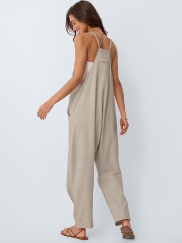 AUTOMET Jumpsuits for Women Casual Summer Outfits Rompers Comfy Beach Vacation Trendy Overalls Jumpers Fashion Clothes 2025 BeigeGrey M - Image 4