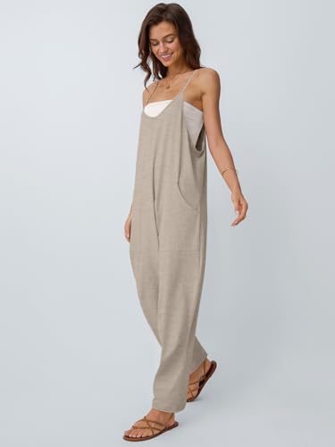 AUTOMET Jumpsuits for Women Casual Summer Outfits Rompers Comfy Beach Vacation Trendy Overalls Jumpers Fashion Clothes 2025 BeigeGrey M - Image 3
