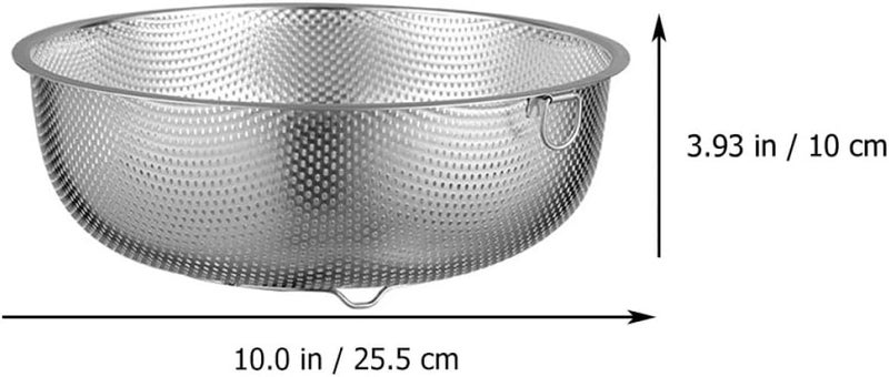 Stainless Steel Thicken Rice Washing Basket with Double Handles and Skid-proof Feet, 25.5cm Multi-functional Vegetable and Fruit Drain Basket for Kitchen Sink Use - Image 2