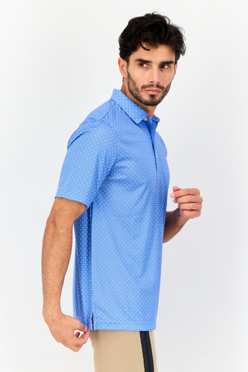 Greg Norman Men Sportswear Fit Allover Print Short Sleeves Outdoor Polo Shirt, Multicolor  - Image 3