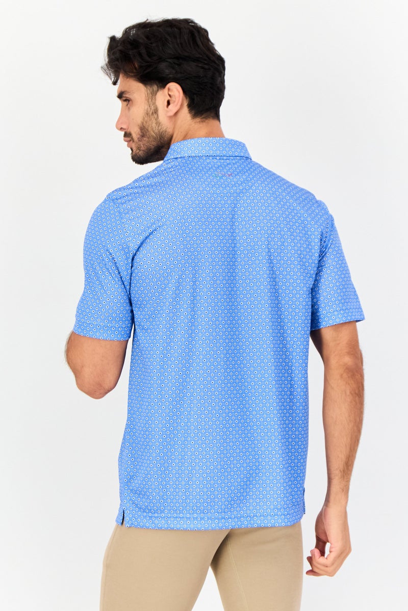 Greg Norman Men Sportswear Fit Allover Print Short Sleeves Outdoor Polo Shirt, Multicolor  - Image 2
