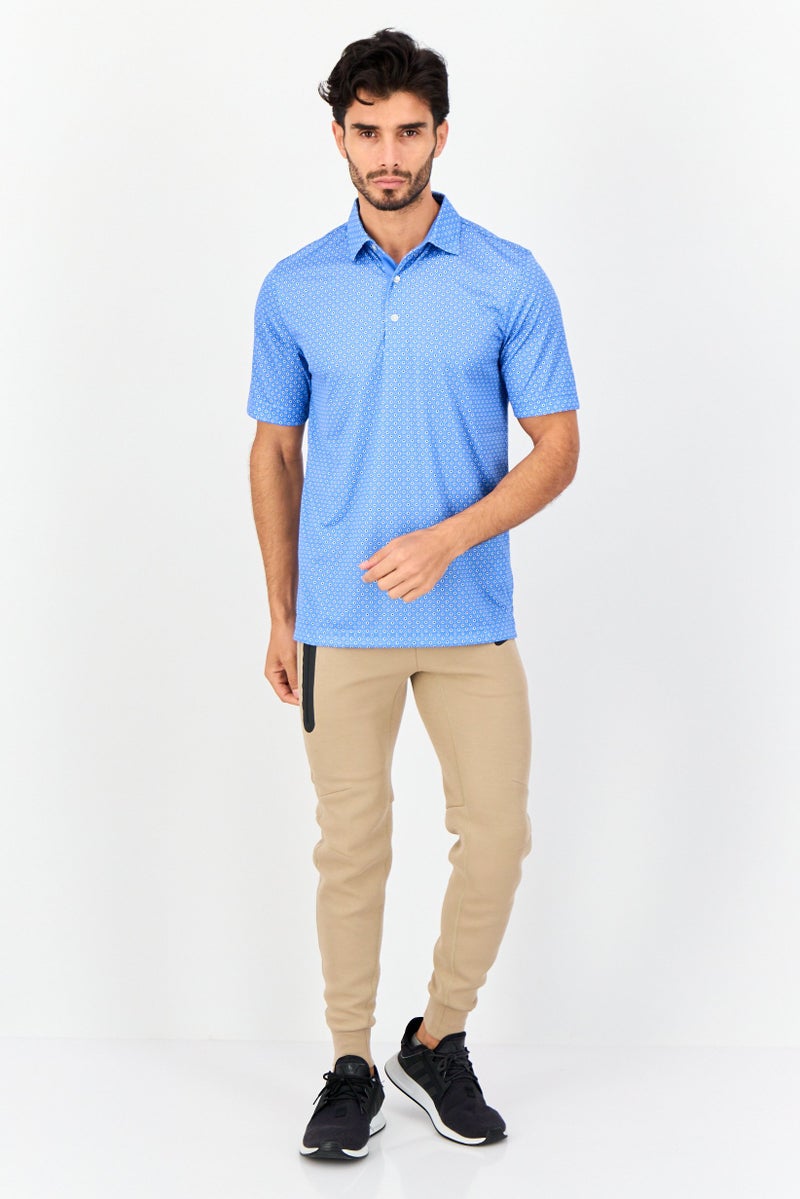 Greg Norman Men Sportswear Fit Allover Print Short Sleeves Outdoor Polo Shirt, Multicolor  - Image 4