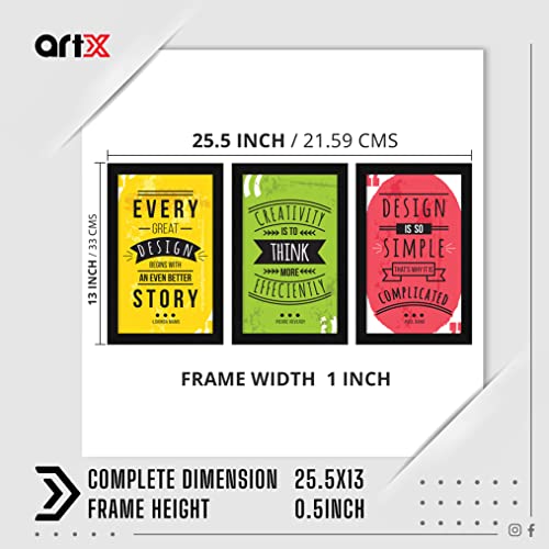 ArtX Paper Motivational Quote Wall Frame Art, Framed Paintings, Multicolor, Abstract, 13.0 X 25.5 inches(Combined), 8.5 X 13 each, Set of 3 (Design Quotes) - Image 2
